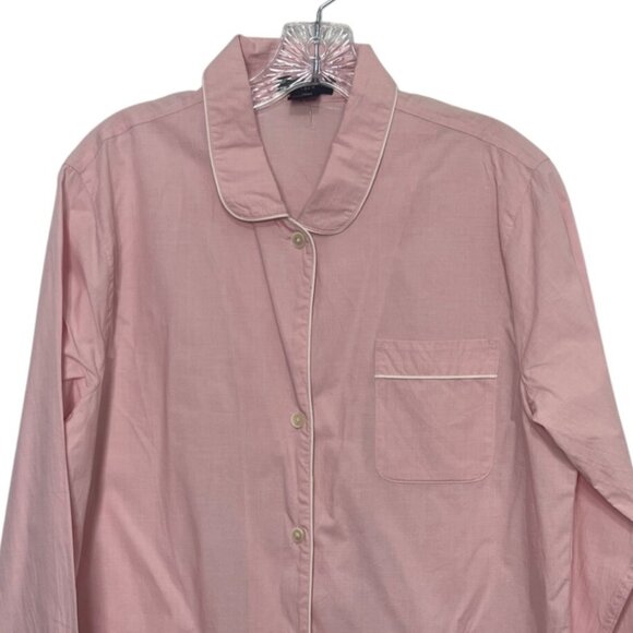 J Crew Front Button Pajama Shirt Womens Medium Pink Cotton Long Sleeves - Picture 3 of 8